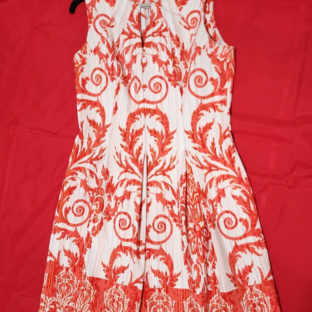 FLORAL - formal/casual dress by Donny & Nicole size 14. Red and off white.